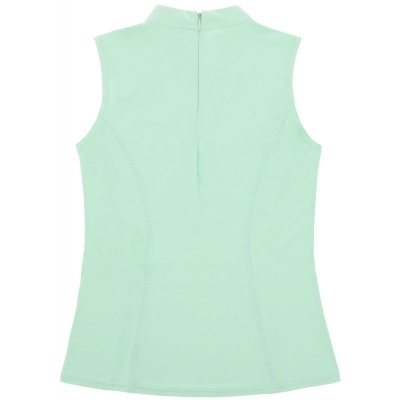 Camisola sem mangas verde menta com decote alto e fecho atrás