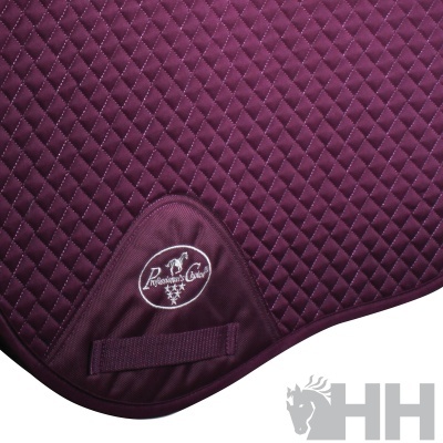 Tapete de equitação roxo acolchoado com bordado branco e logo HH