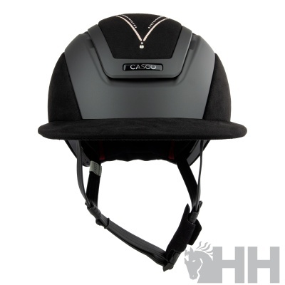 Capacete de equitação preto com logotipo CASCO