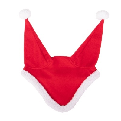 Chapéu de Natal vermelho com forro branco e pompons