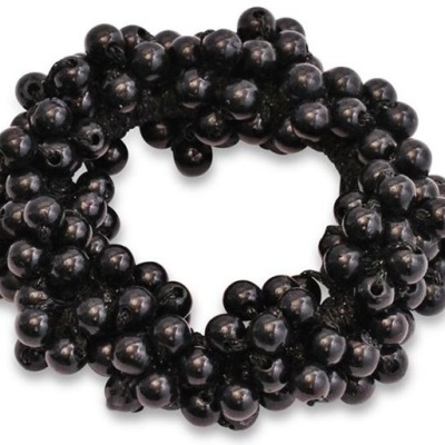 Elástico de cabelo preto com bolas brilhantes agrupadas