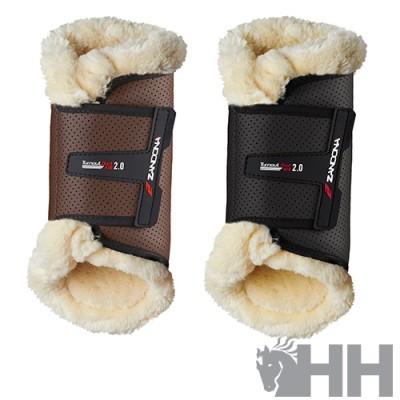 Botas de proteção para equitação castanho e preto com forro de pelúcia creme