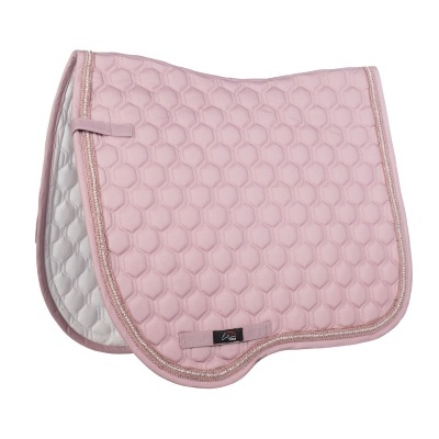 Tapete de sela rosa acolchoado com padrão hexagonal e borda brilhante