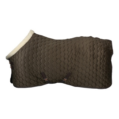 Cobertor acolchoado para cavalo verde-oliva com forro branco e fechos castanhos