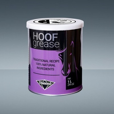Lata de graxa para cascos preta e lilás com texto e logótipo Diamond