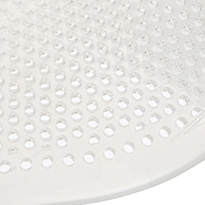 Tapete de banho transparente com relevos arredondados e borda curva