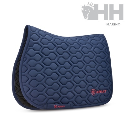 Manta de sela azul marinho acolchoada com logo ARIAT vermelho