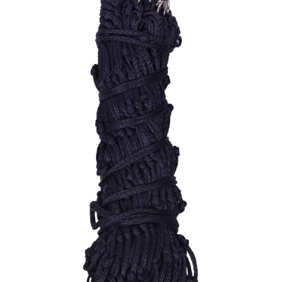 Cordão têxtil preto com argolas metálicas