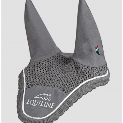 Touca para cavalo cinzenta com bordado branco EQUILINE