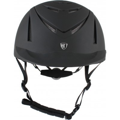 Capacete preto mate com ventilação e alças ajustáveis pretas