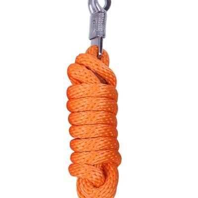 Corda de nylon laranja enrolada com mosquetão metálico prateado