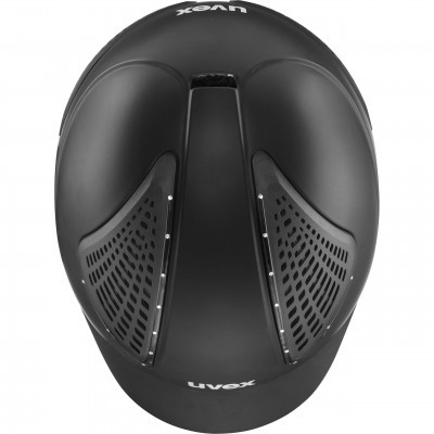 Capacete de ciclismo preto Uvex com ventilação e acabamento mate