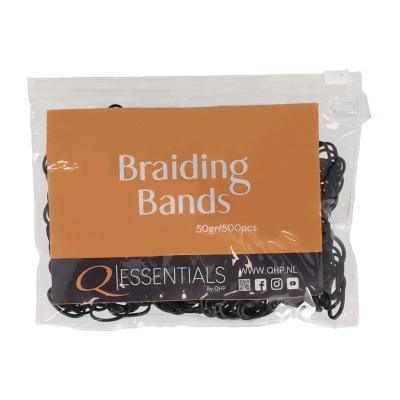Pacote transparente de elásticos pretos para cabelo com etiqueta 'Braiding Bands'