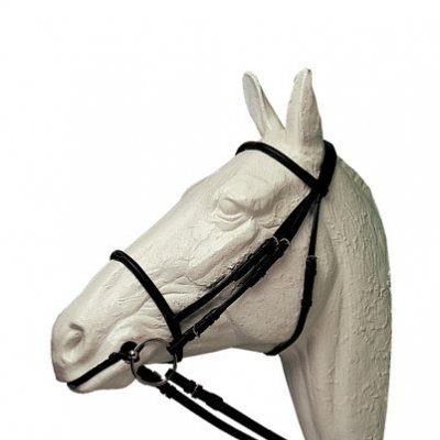 Cabeça decorativa de cavalo branca com cabresto preto