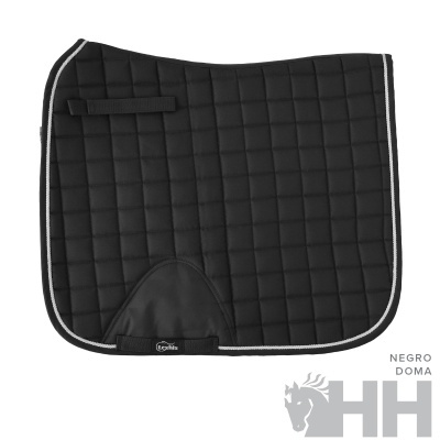 Tapa de sela quadrada preta acolchoada com detalhes cinza e branca