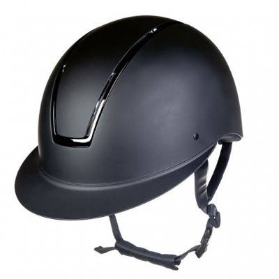 Capacete de equitação preto mate com faixa brilhante