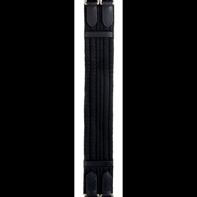 Cilha preta com alças em couro e fivelas metálicas prateadas