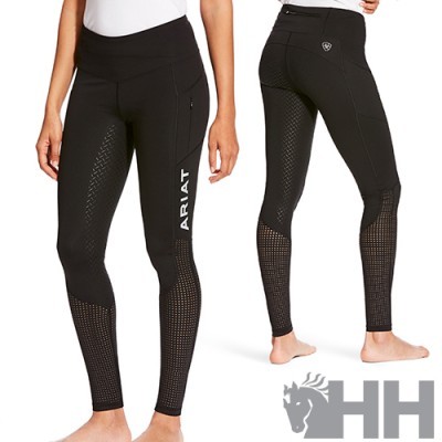 Leggings pretas ARIAT com padrão perfurado e bolso lateral