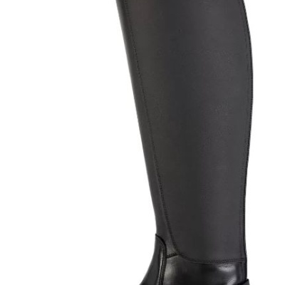 Bota alta preta de pele com interior castanho claro