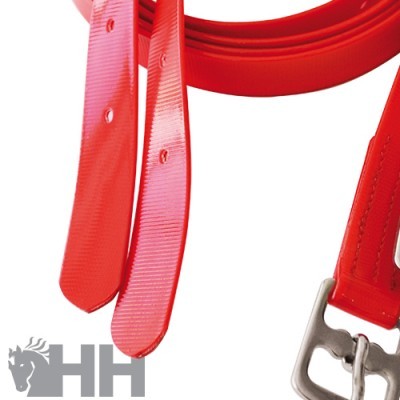 Cinto vermelho com fivela prateada e logótipo HH