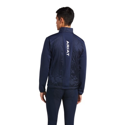 Casaco masculino azul escuro com logo ARIAT nas costas