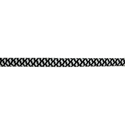 Cordão têxtil preto e branco com padrão entrelaçado