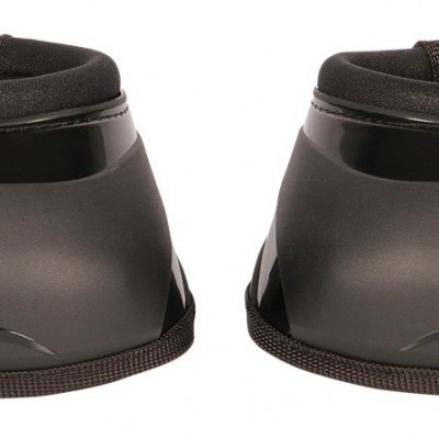 Par de protetores de casco para cavalos pretos com acolchoado superior