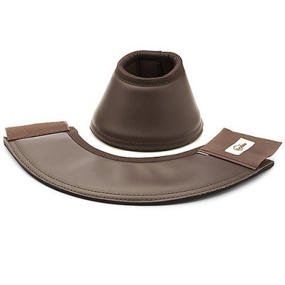 Capa protetora castanha para cascos de cavalo em material sintético com faixa castanha