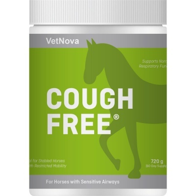 Frasco verde e branco com suplemento COUGH FREE para cavalos