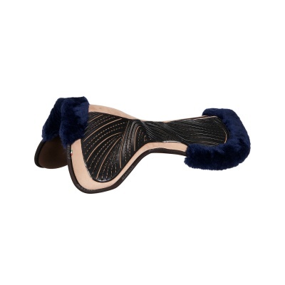 Sela de equitação preta com feltro azul escuro