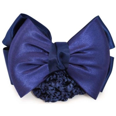 Laço grande azul escuro com rede de cabelo elástica