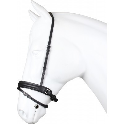 Cabresto preto para cavalo na cabeça de cavalo branca simulada