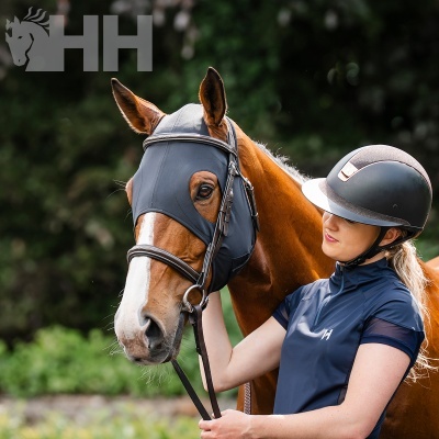 Cavalo e cavaleira com equipamentos de equitação