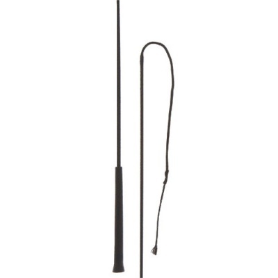 Chicote preto com vara rígida e franja flexível