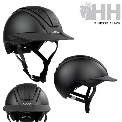 Capacete de equitação preto com texturas e correias ajustáveis