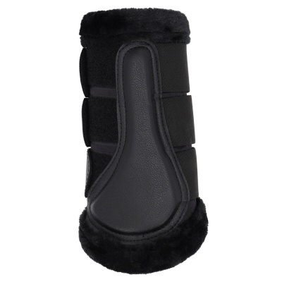 Protector quente preto para equitação com pelúcia e fechos de velcro