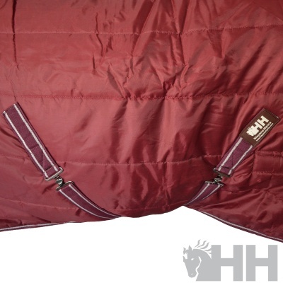 Manta vermelha bordô para cavalo com alças e logótipo HH