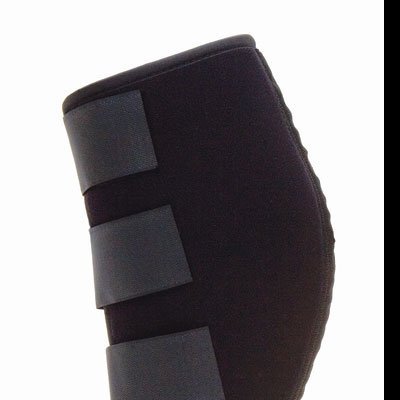 Suporte ortopédico preto com tiras de velcro cinzentas