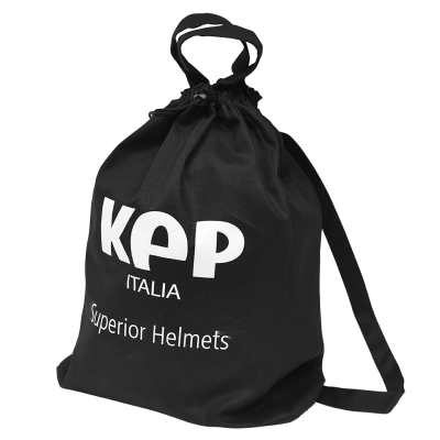 Mochila preta com cordão e texto branco KEP ITALIA Superior Helmets