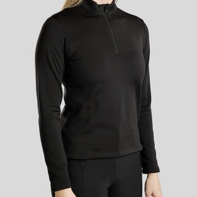 Blusa preta feminina manga comprida com fecho e gola alta