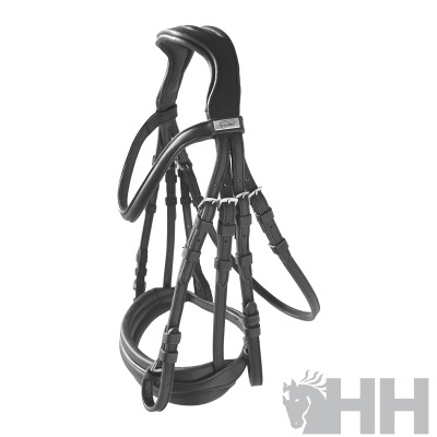 Bridão de cavalo preto em couro com rebordo acolchoado