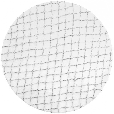 Rede circular metálica prateada com padrão em malha quadrada