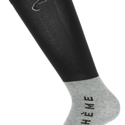 Meia desportiva preta e cinza com texto EQUITHÈME