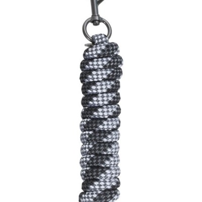 Corda trançada preta e branca com gancho metálico