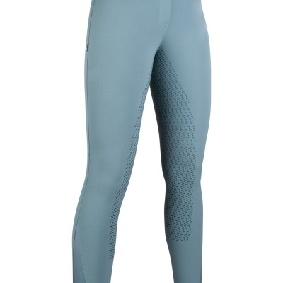 Calças de equitação azul claro com cinto azul marinho e padrão antiderrapante