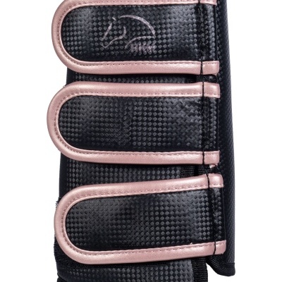 Proteção para cavalo preta com tiras rosa metálico