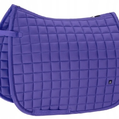 Tapete para sela de cavalo roxo com padrão acolchoado em quadrados e alças de fixação