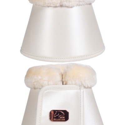 Protetores de patas para cavalos brancos com pelúcia creme e fecho com etiqueta