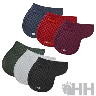 Seis mantas de sela acolchoadas em várias cores com padrão de losangos e etiqueta HH