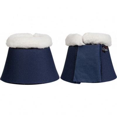 Campanas para cavalo azul com pelo branco e aba em velcro